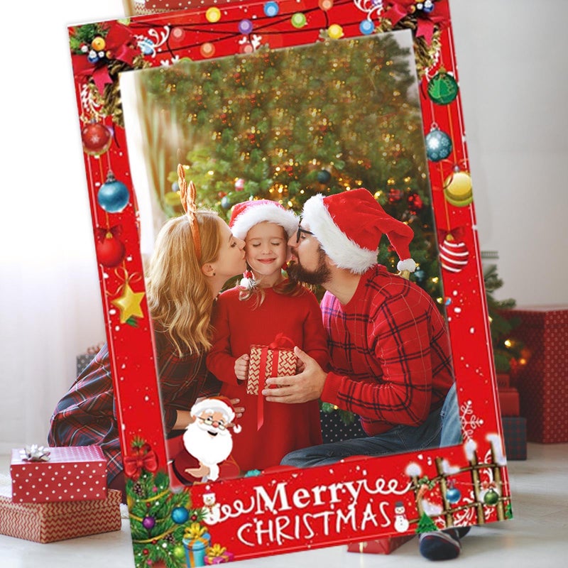 Soochat Christmas Photo Booth Props Frame Christmas Photo Booth Frame for Xmas Winter Holiday New Year Decorations - Image 2